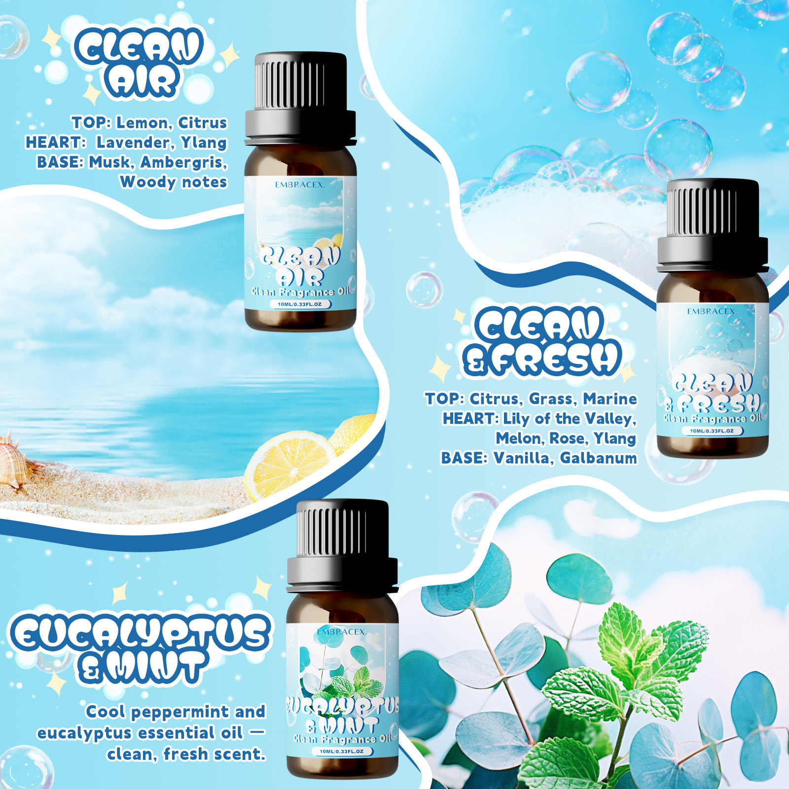 10ml Clean Air Essential Oil L - огляд і ціна Perfume Fragrance Essence
