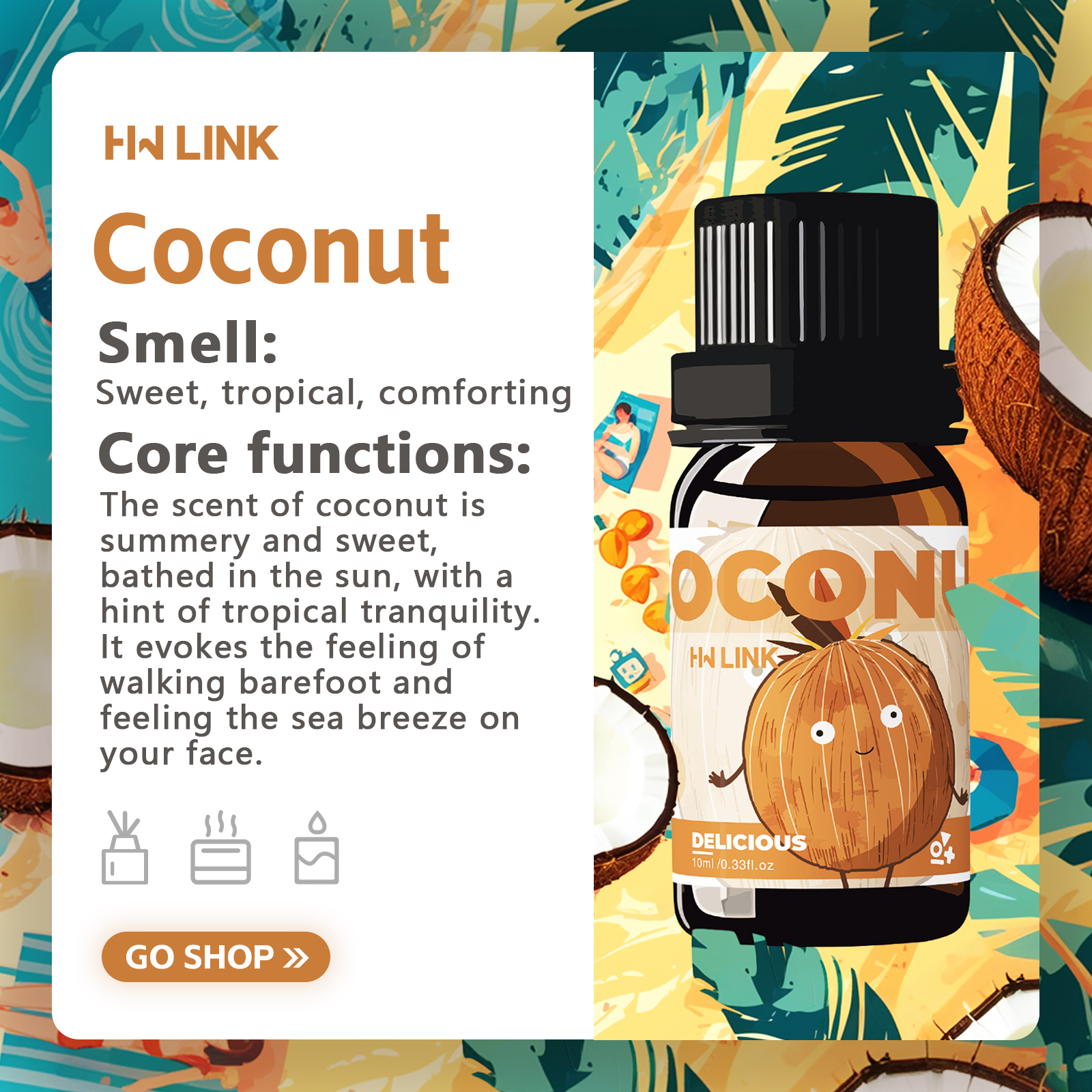 10ml Coconut Essential Oils No - огляд і ціна Perfume Fragrance Essence